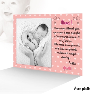 Carte de remerciement photo fille originale et élégante