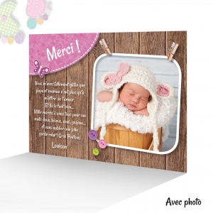Carte de Remerciement Tendance Pieds Photos Fille Rose