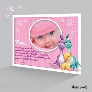 Carte Remerciement avec Photo Fille Famille Originale Photo dans Cœur