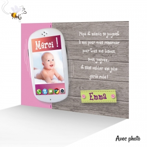Carte Remerciement Fille Photo Humoristique avec Smartphone