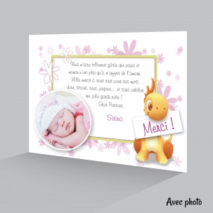 Carte Remerciement Fille Photo Tendresse Original pour dire Merci