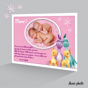 Carte Remerciement Jumelles Jumeaux Fille Photo avec un Beau Cœur Rose