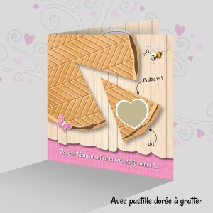 Faire part de naissance galette des rois epiphanie à gratter tendance humour fille