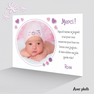 Joli Faire Part : Carte de remerciement fille humour avec photo