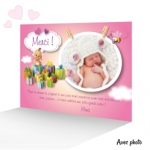 Très Belle Carte pour dire Merci Tendresse Humour beau Fond Rose