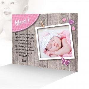 Très Jolie Carte Remerciement Original Douceur Tendresse Photo Fille