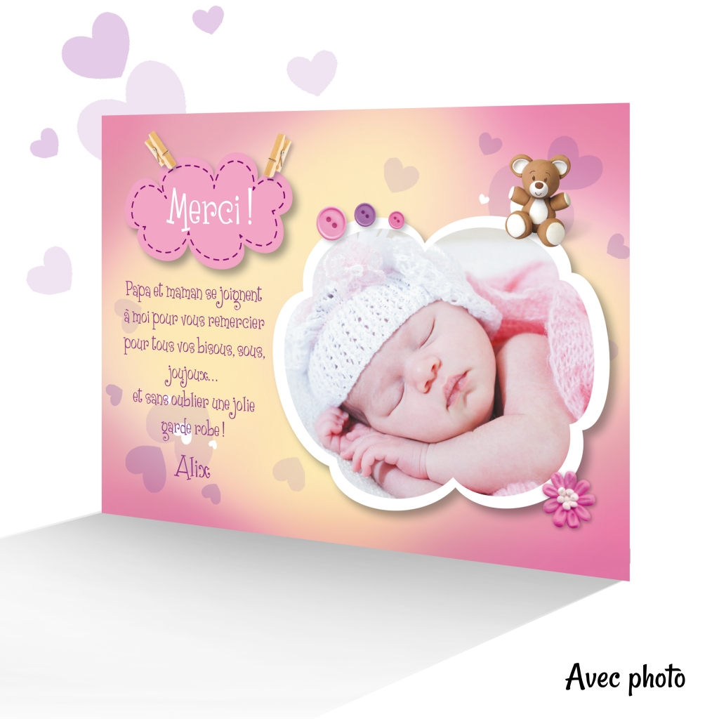 Carte naissance pour un bébé fille - carte de bienvenue bébé